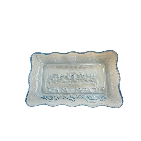Vintage Tiara by Indiana Glass Mini Last Supper Butter Dish Plate - Picture 3 of 13